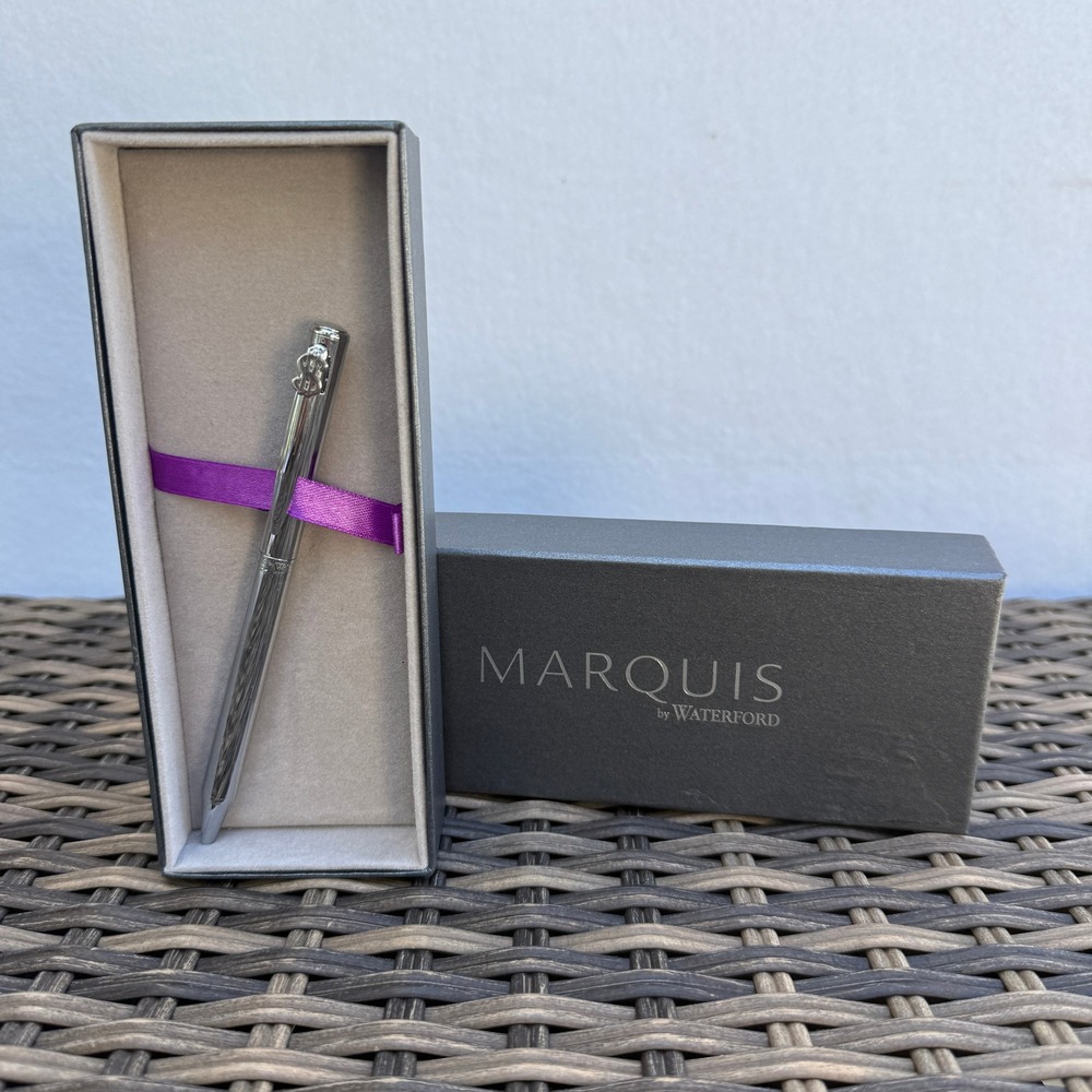 Marquis Waterford Arcadia II Dollar Sign Emblem Chrome Ballpoint Pen w Box